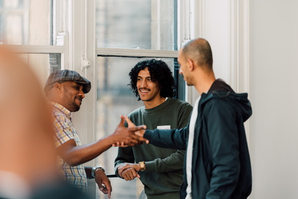 A group of young adults talking