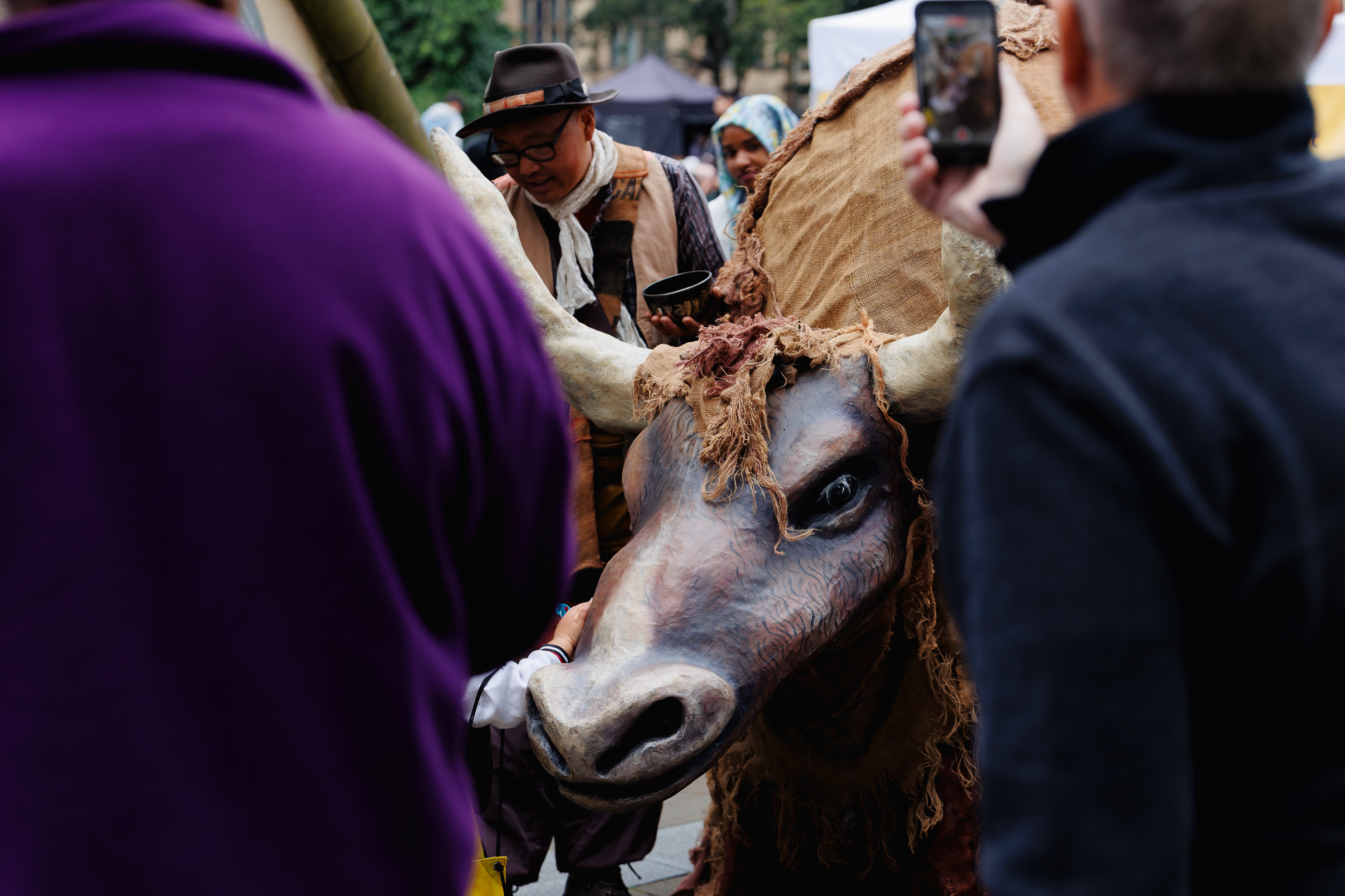 Yeshe the Yak meeting festival goers