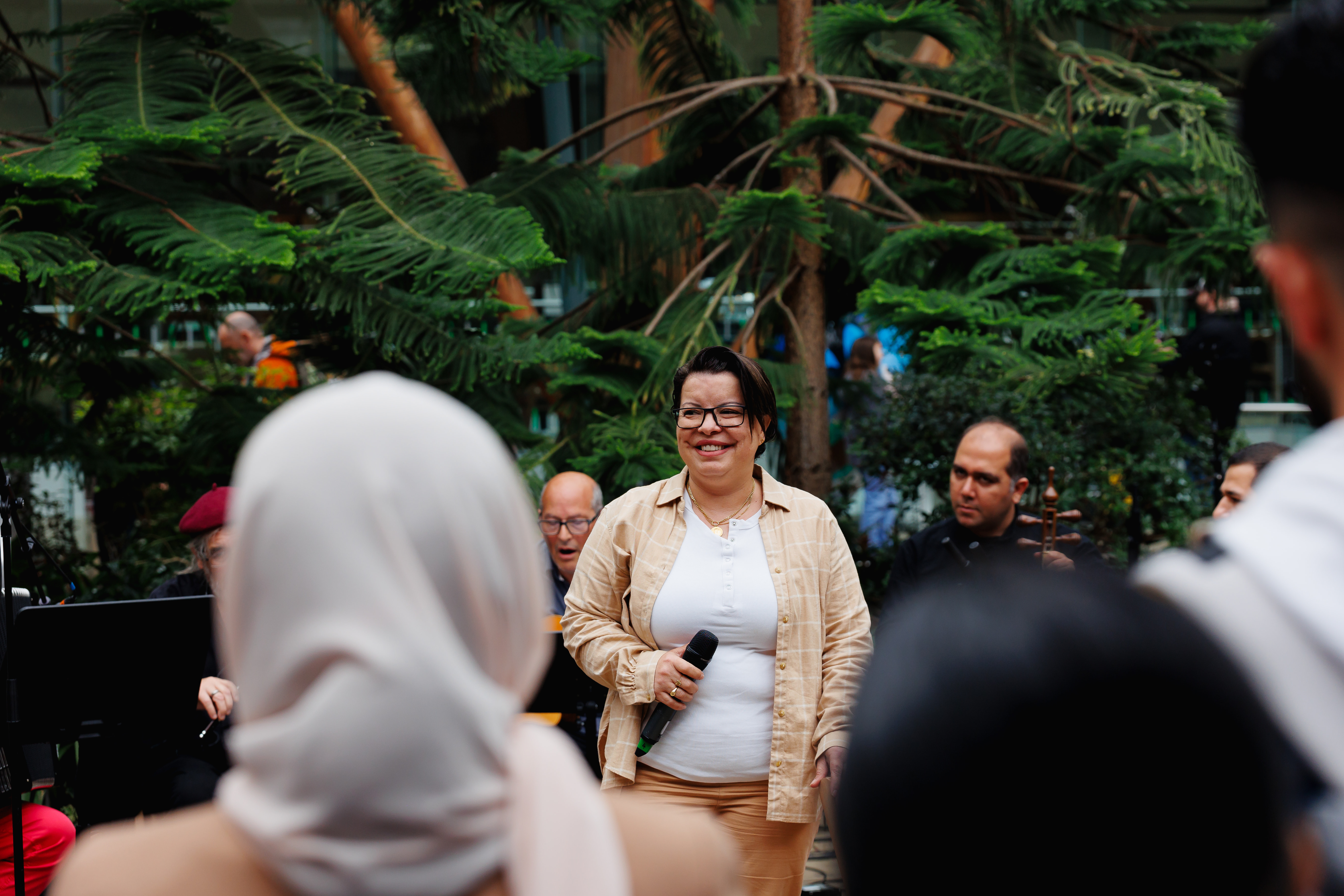 A performer on the Winter Garden stage